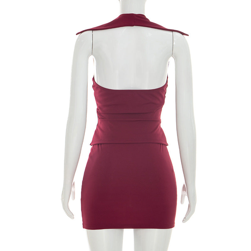 Women's Deep V Collar Bodycon Mini Dress