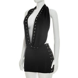 Women's Grommet Trim Bodycon Mini Dress