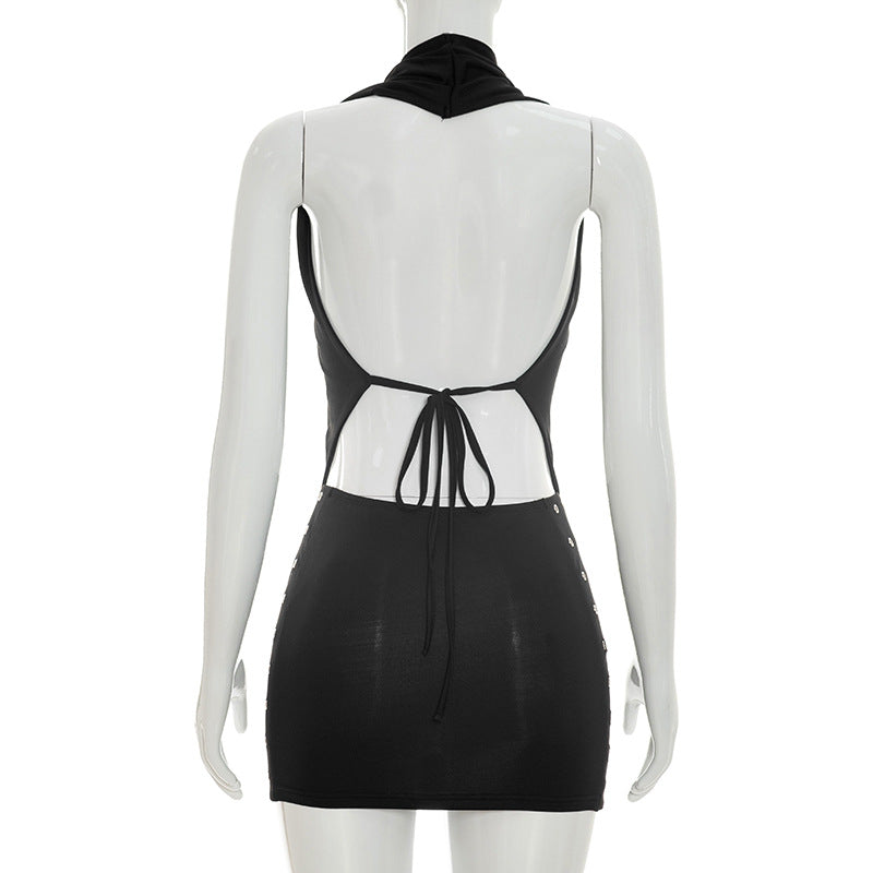 Women's Grommet Trim Bodycon Mini Dress