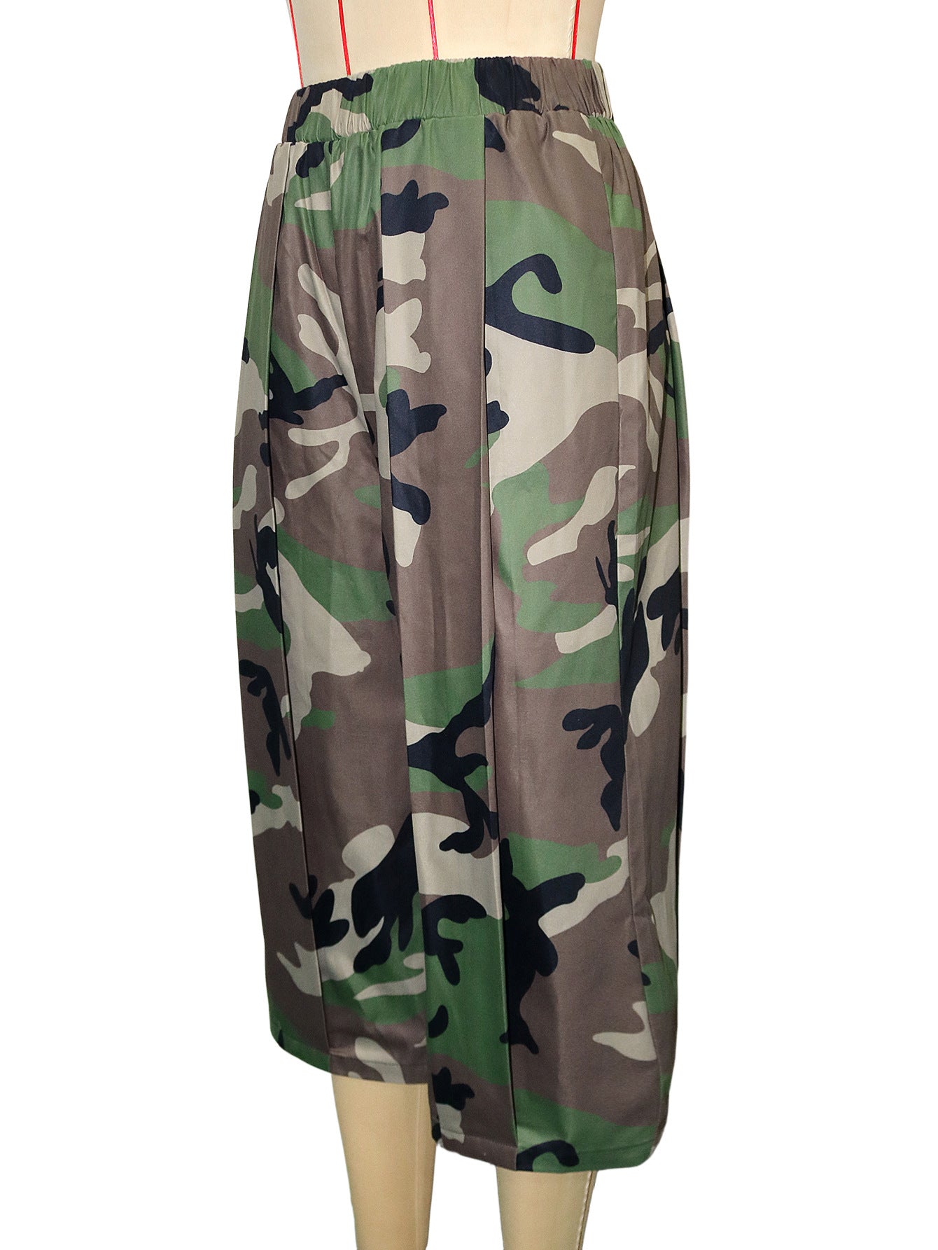 Women's Camouflage Wide Leg Cropped Pants with Elastic Waist