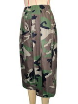 Women's Camouflage Wide Leg Cropped Pants with Elastic Waist