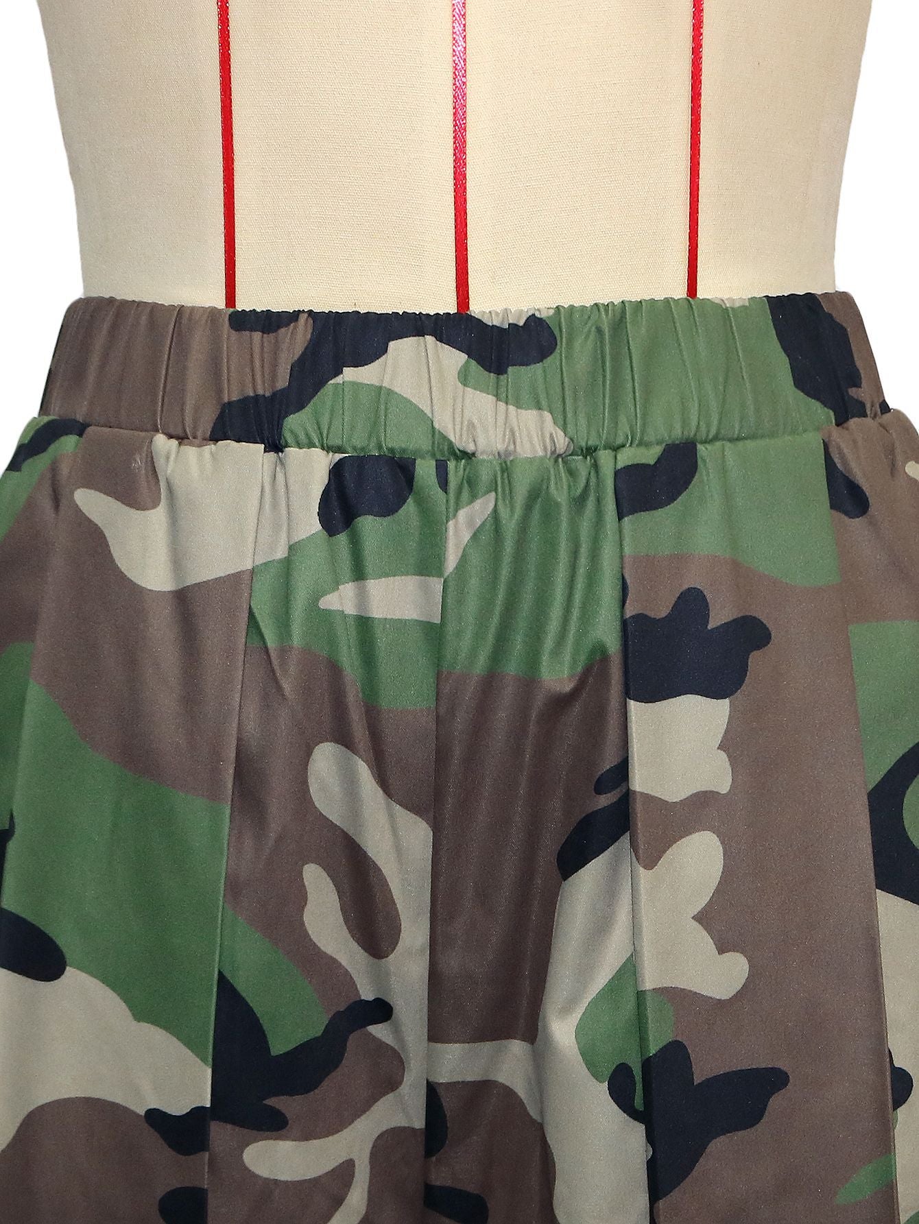 Women's Camouflage Wide Leg Cropped Pants with Elastic Waist
