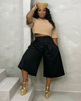 Women's High Waist Wide Leg Culotte Pants