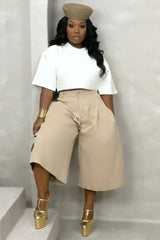 Women's High Waist Wide Leg Culotte Pants