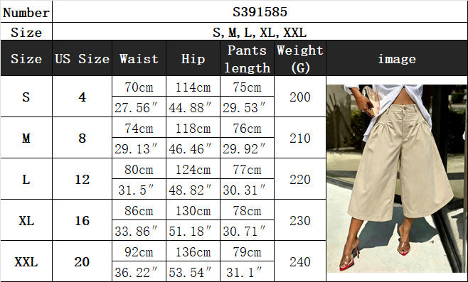 Women's High Waist Wide Leg Culotte Pants
