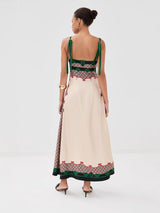 Women's Floral Border Print Side Slit Maxi Dress