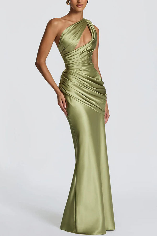 Women's One-Shoulder Satin Evening Gown