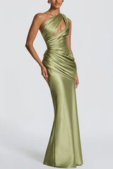 Women's One-Shoulder Satin Evening Gown