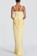 Women's Square Neck Corset Maxi Dress