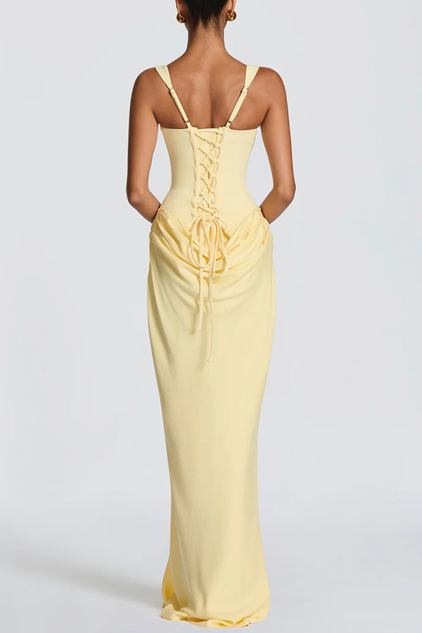 Women's Square Neck Corset Maxi Dress