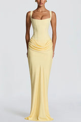 Women's Square Neck Corset Maxi Dress