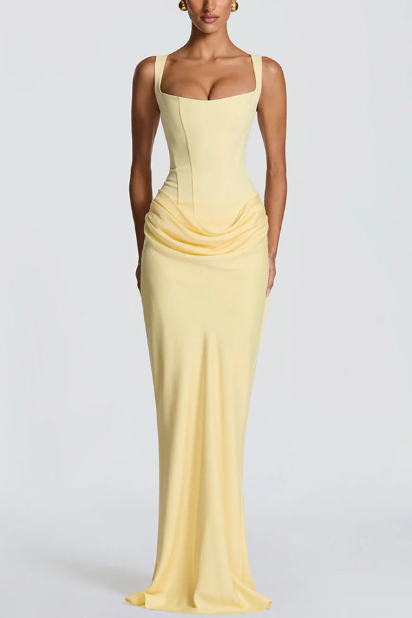Women's Square Neck Corset Maxi Dress