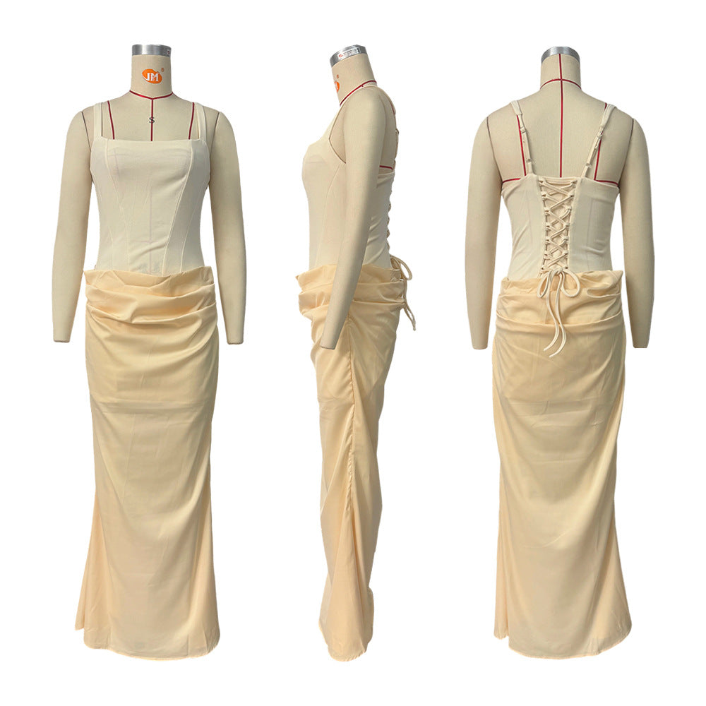Women's Square Neck Corset Maxi Dress