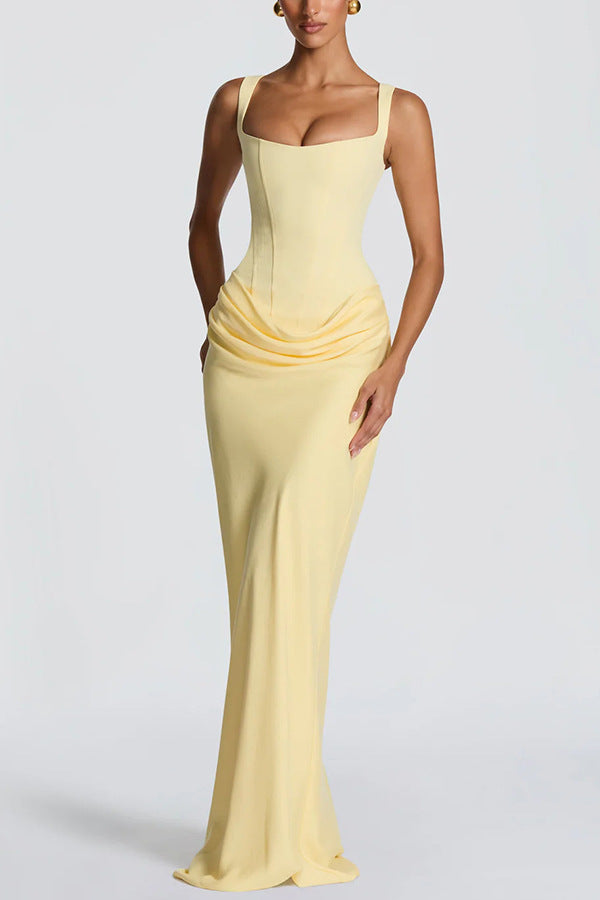 Women's Square Neck Corset Maxi Dress