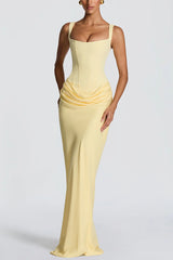 Women's Square Neck Corset Maxi Dress