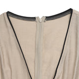 Beige Contrast Trim Maxi Dress