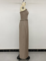 Women's Strapless Smocked Wide Leg Jumpsuit with Ruffle Trim
