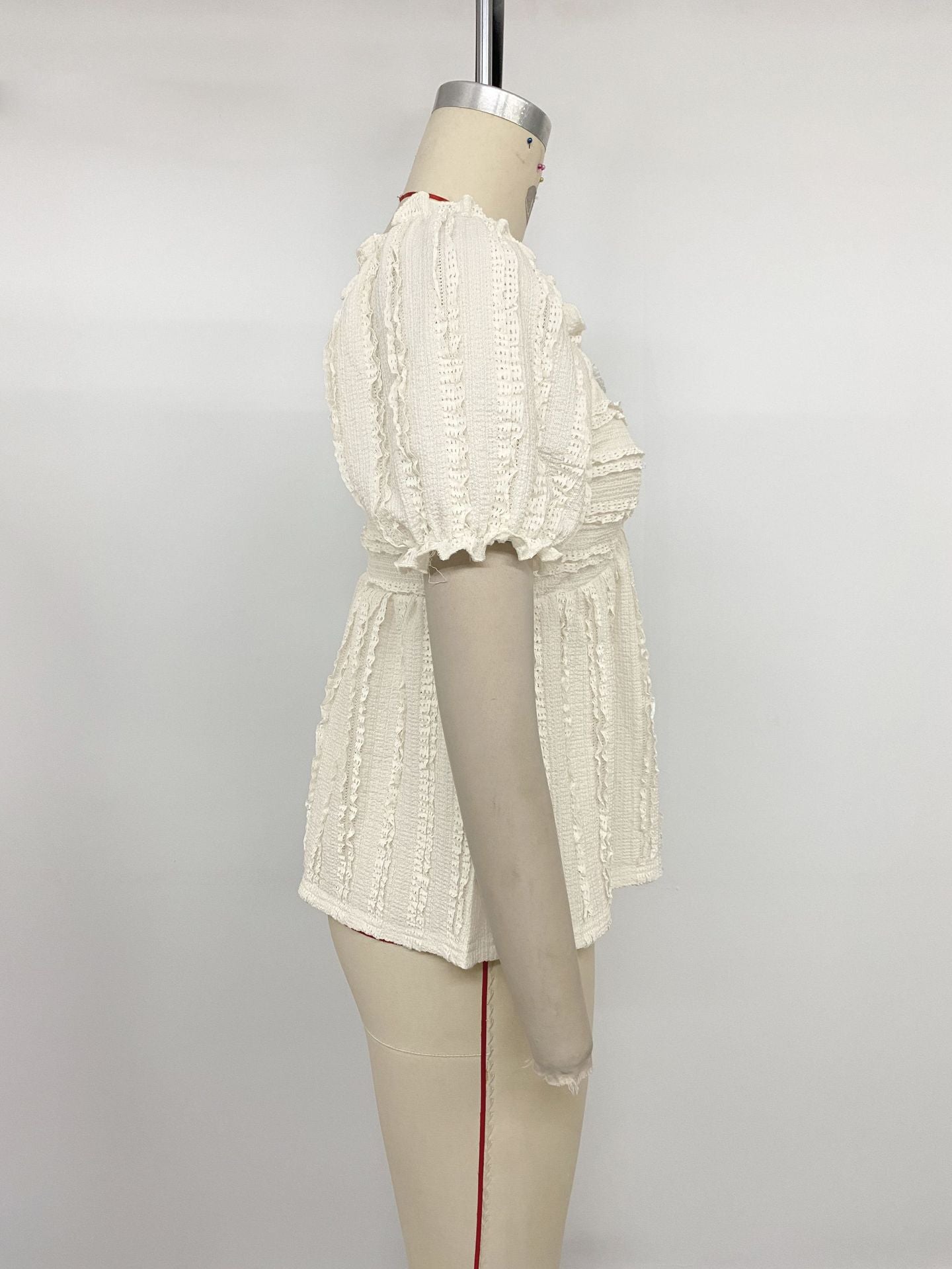 Women's Textured Ruched Sweetheart Neck Peplum Blouse