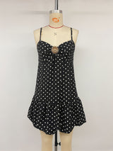 Women's Polka Dot Spaghetti Strap Mini Dress with Bubble Hem