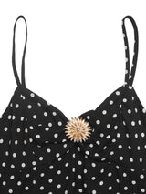 Women's Polka Dot Spaghetti Strap Mini Dress with Bubble Hem