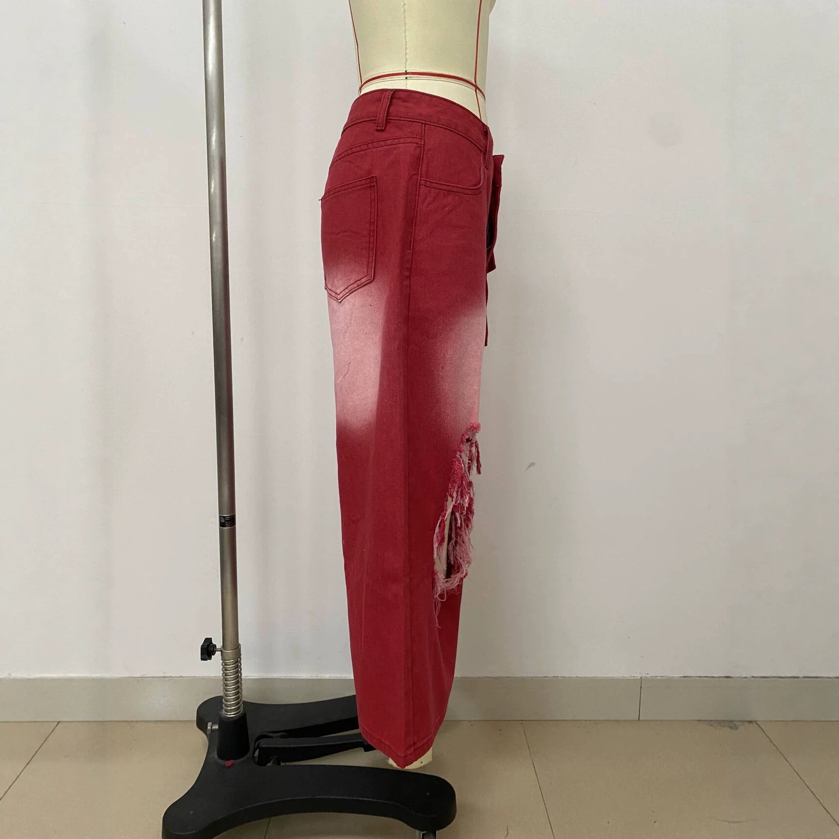 Women's Distressed Cargo Wide Leg Jeans