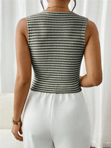 Women's Striped Knit Button Front Sweater Vest Top
