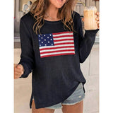 Women's American Flag Graphic Long Sleeve Knit Sweater