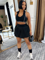 Women's Pleated Mini Skirt Set