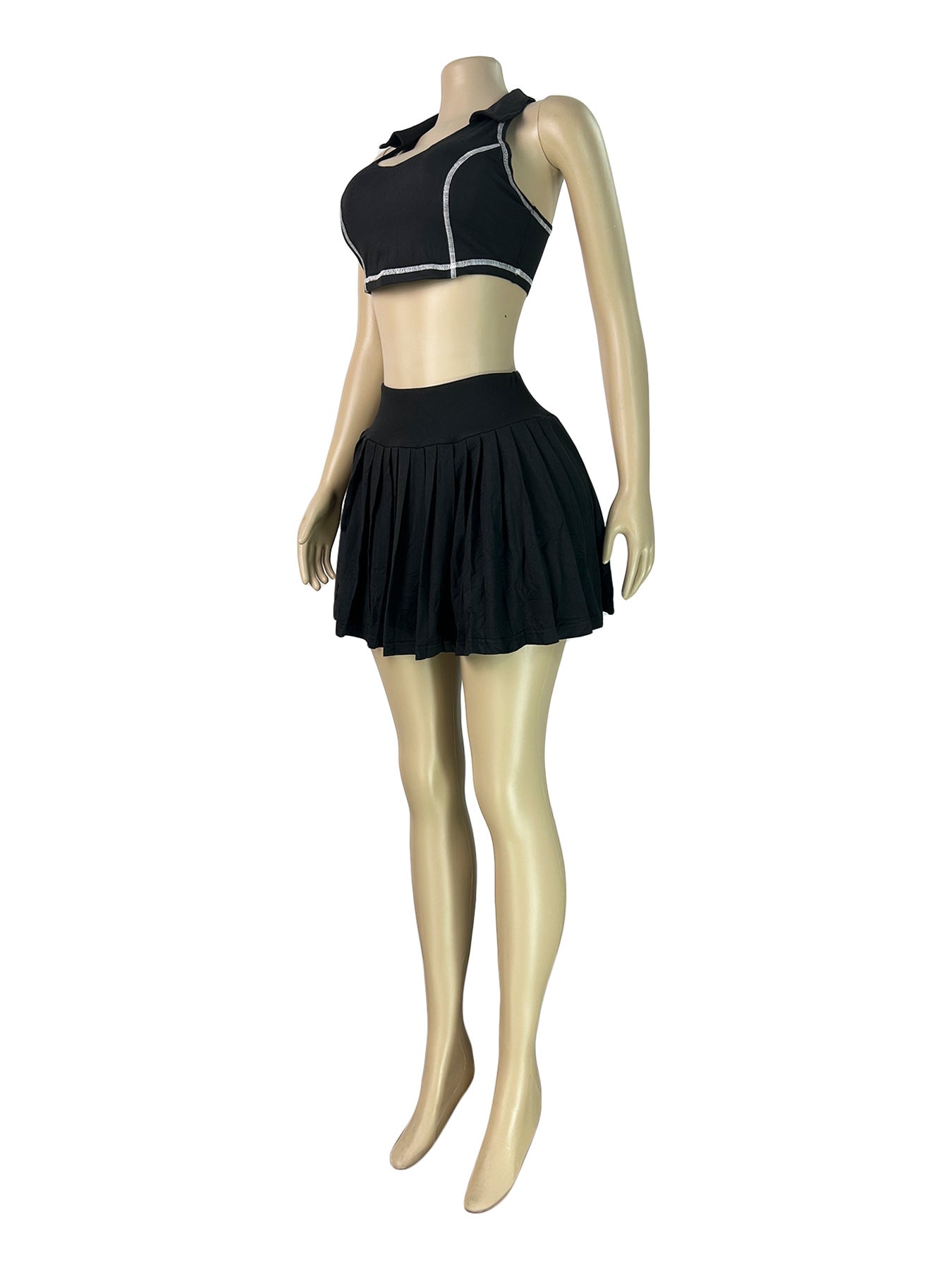 Women's Pleated Mini Skirt Set