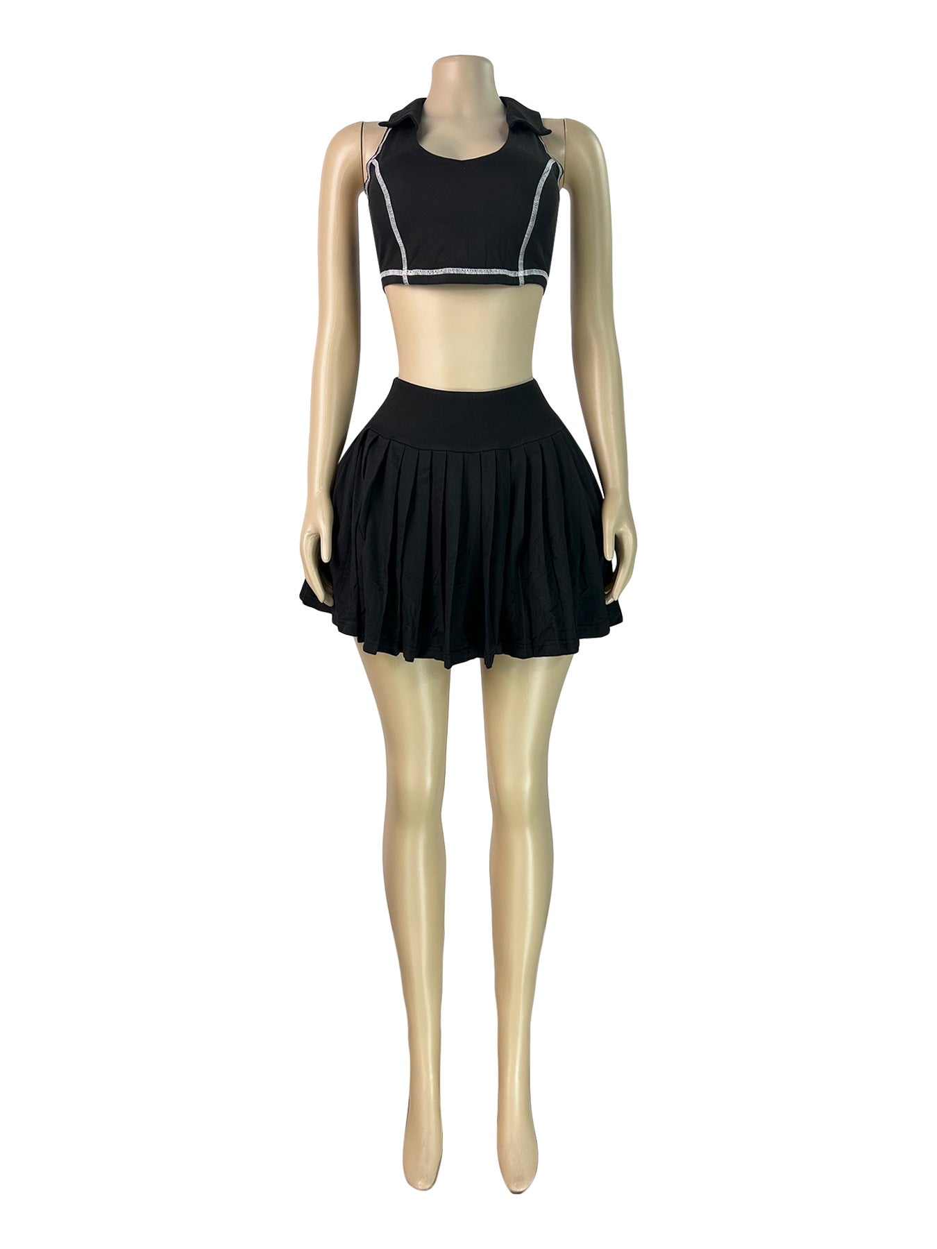 Women's Pleated Mini Skirt Set