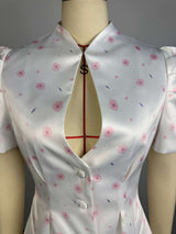 Women's Floral Puff Sleeve Peplum Blouse Top