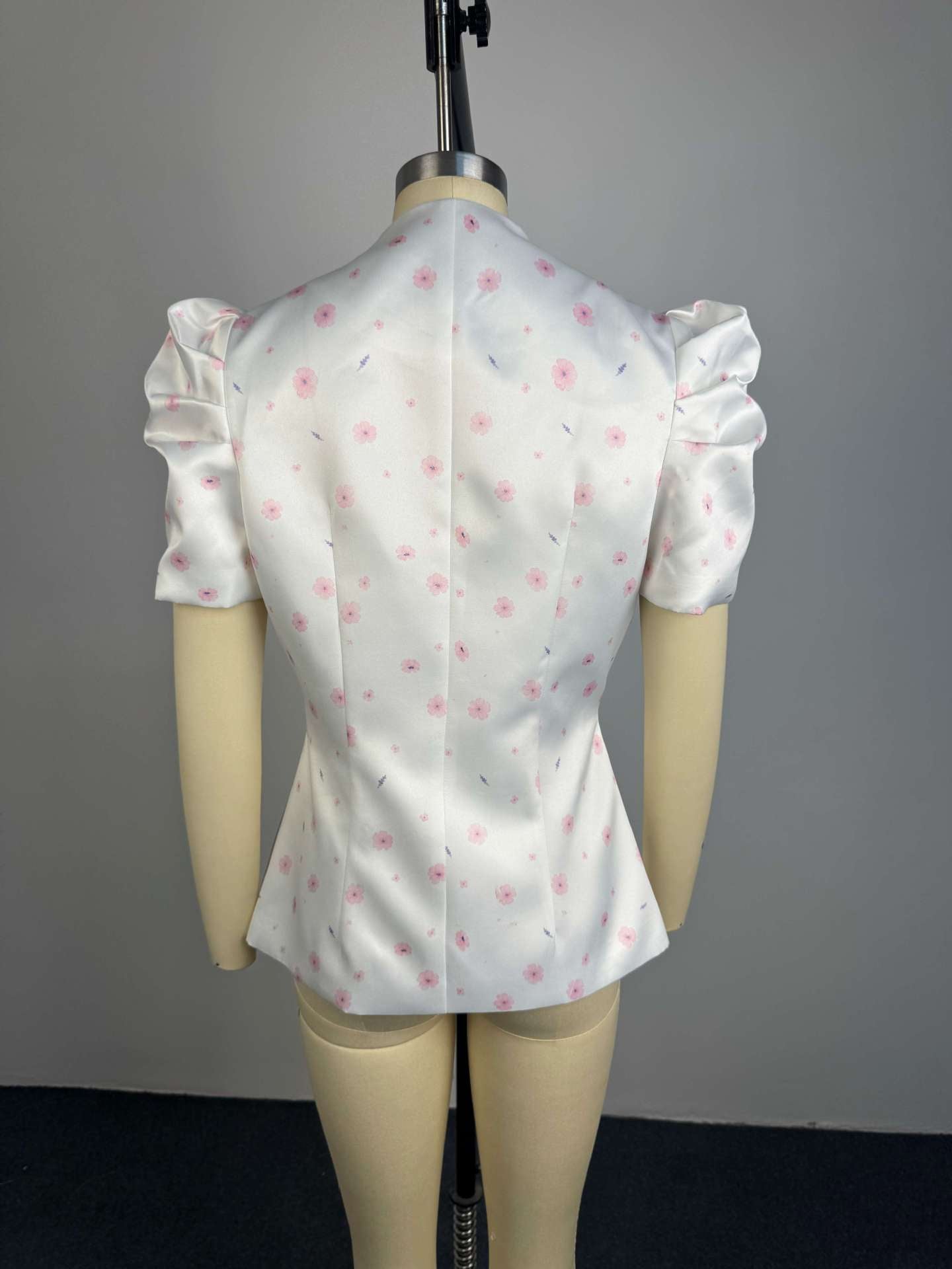 Women's Floral Puff Sleeve Peplum Blouse Top