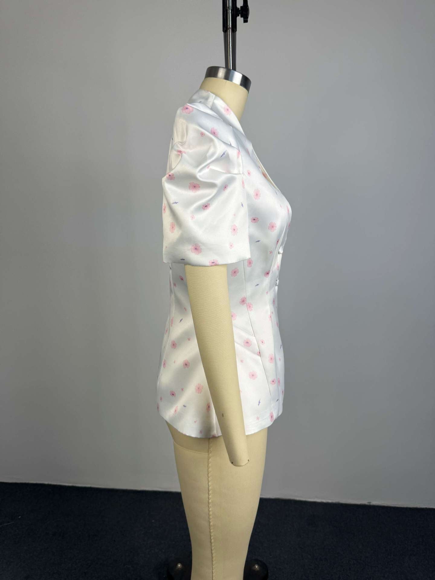 Women's Floral Puff Sleeve Peplum Blouse Top