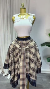 Women's Plaid Handkerchief Hem Midi Skirt