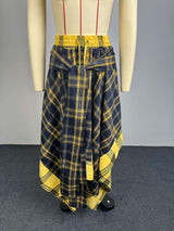 Women's Plaid Handkerchief Hem Midi Skirt