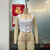 Button Front Corset Crop Top