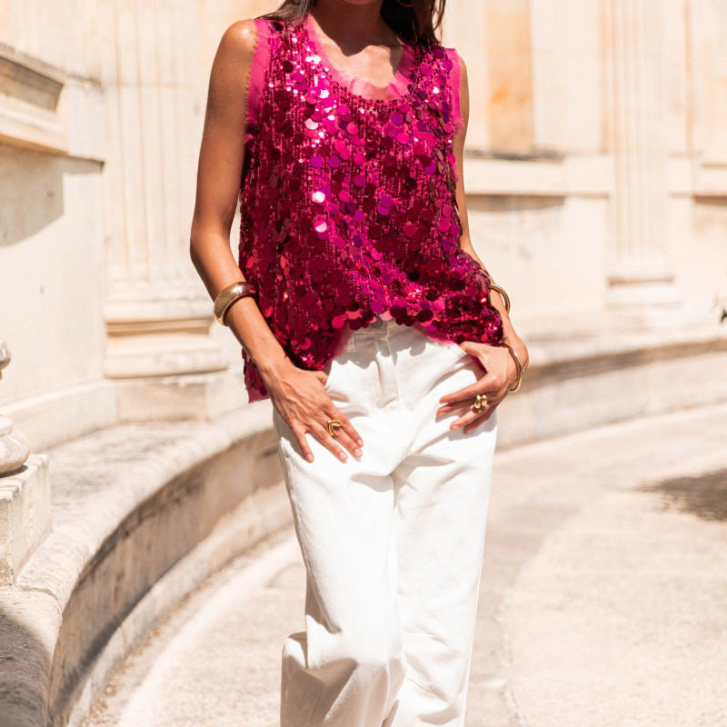 Women's Oversized Sequin Tank Top