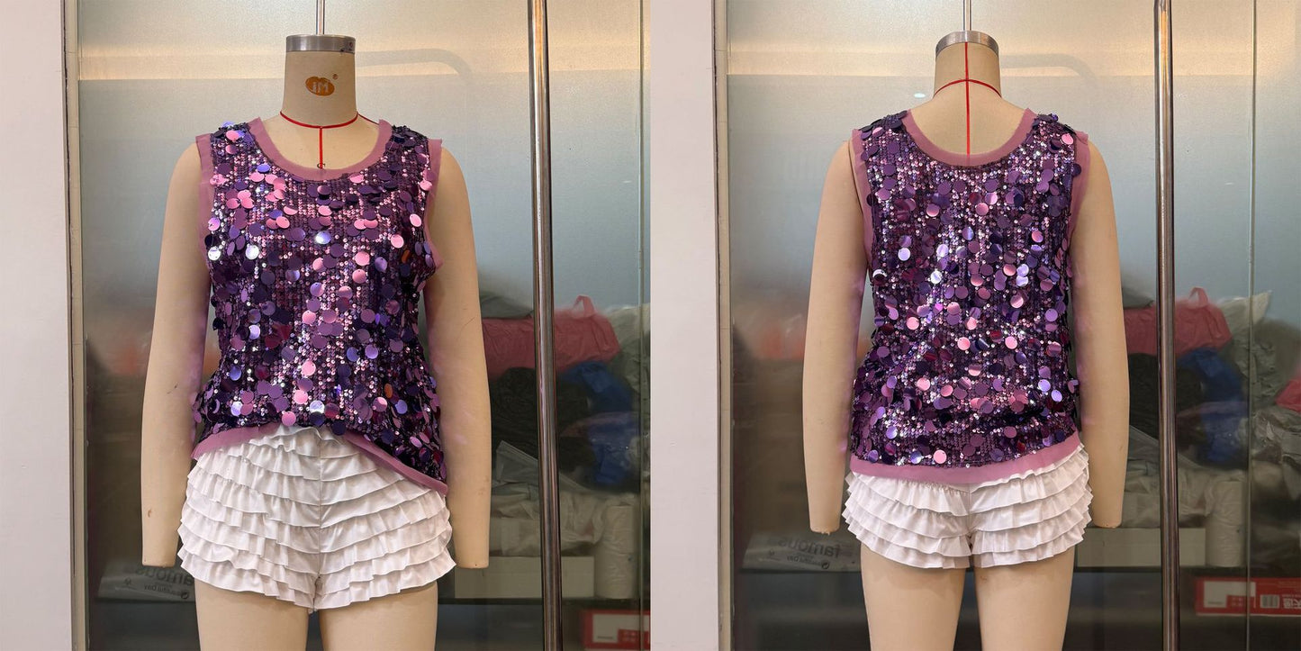 Women's Oversized Sequin Tank Top