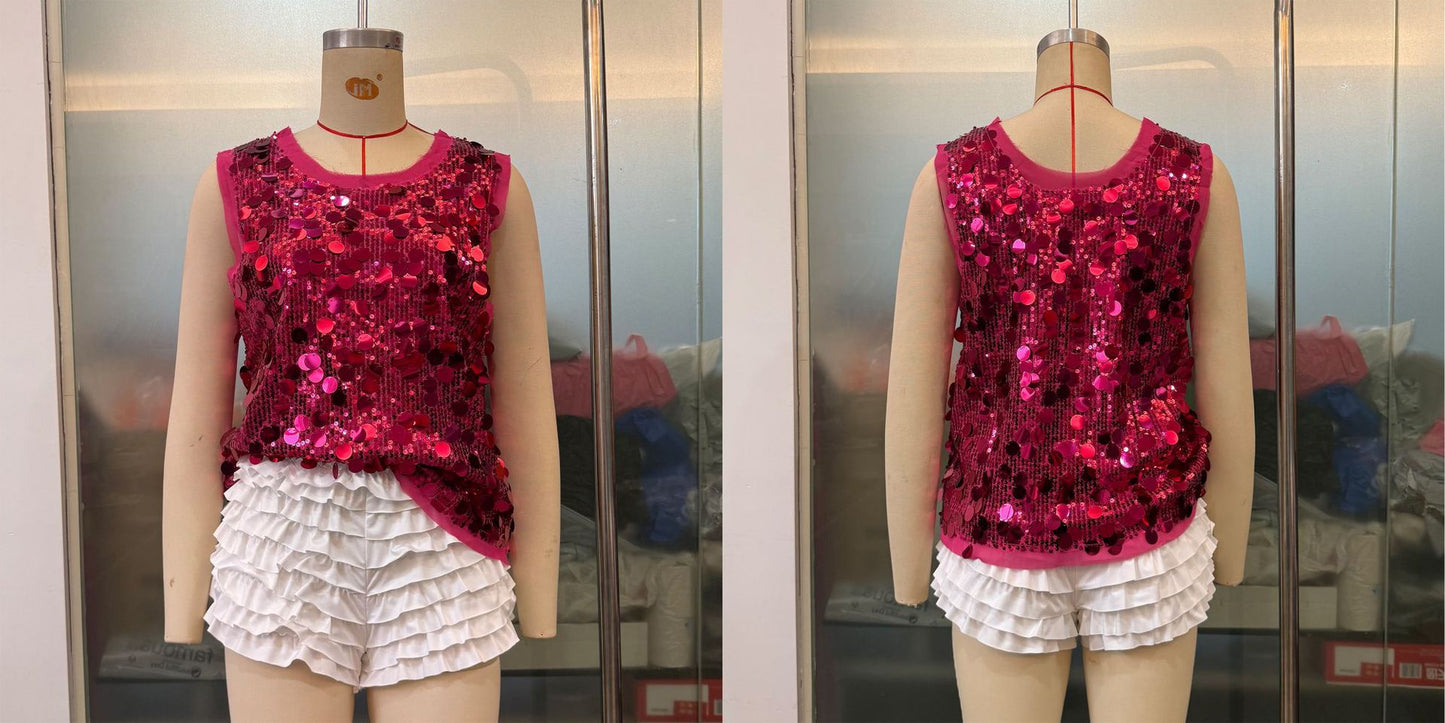 Women's Oversized Sequin Tank Top