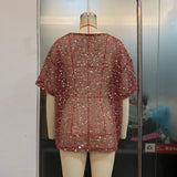 Sparkling Silver Sequin Mesh T-Shirt Top
