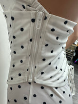 Women's Polka Dot Halter Corset Capri Jumpsuit