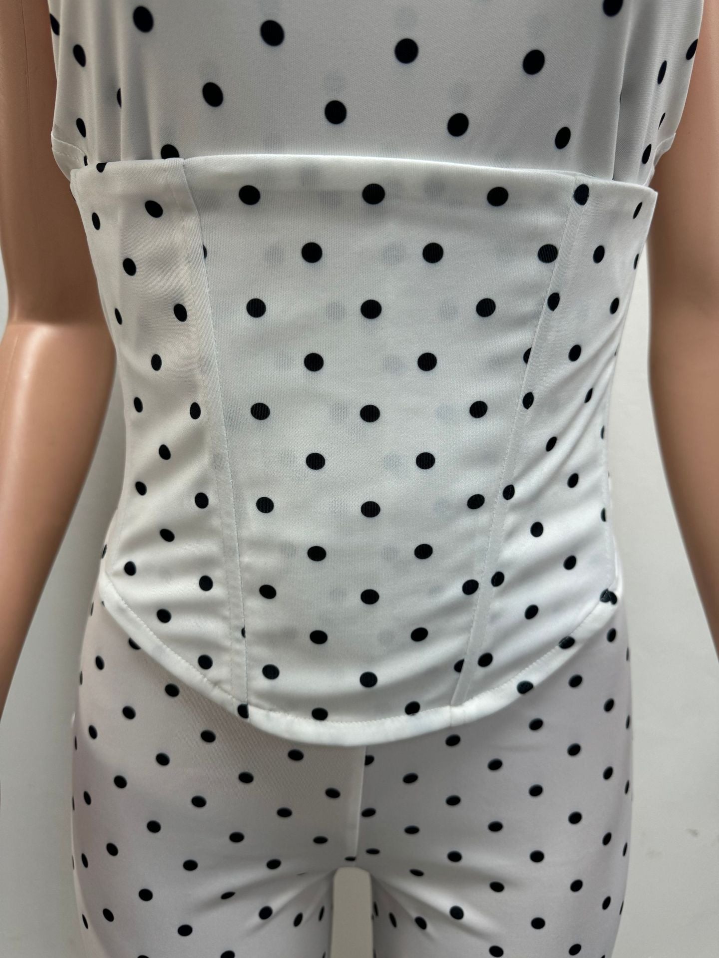 Women's Polka Dot Halter Corset Capri Jumpsuit