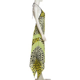 Women's Leopard Print Halter Maxi Dress