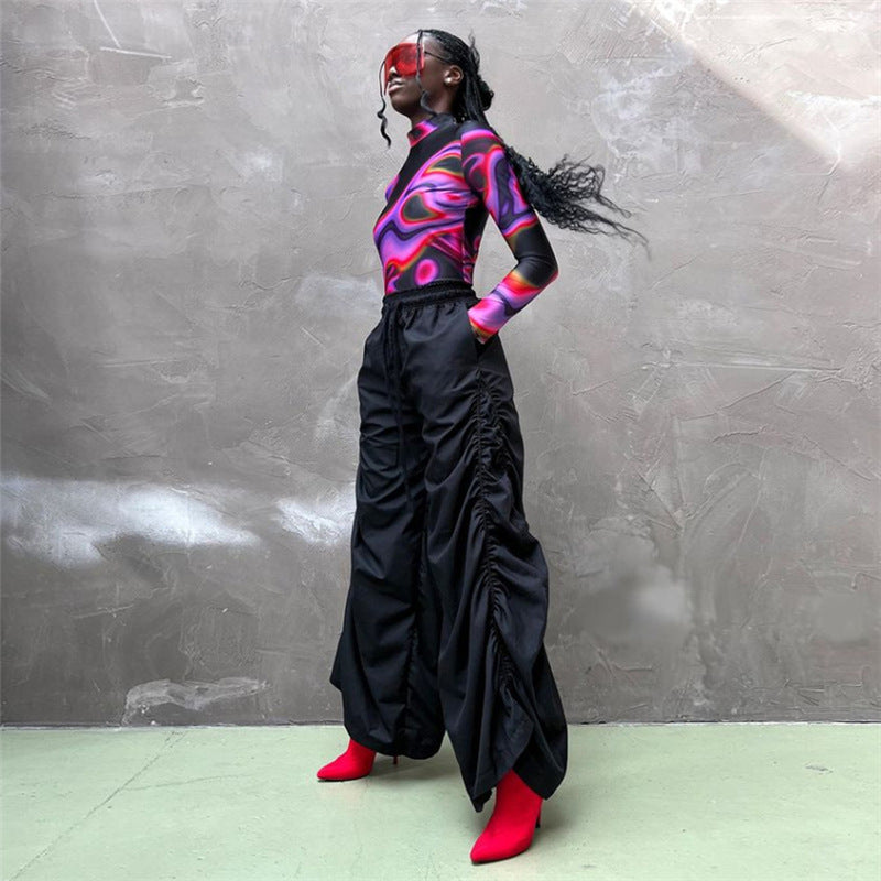 Women's Ruched Wide Leg Cargo Pants