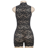 Women's Floral Lace Deep V Neck Bodysuit
