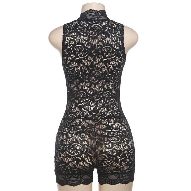 Women's Floral Lace Deep V Neck Bodysuit