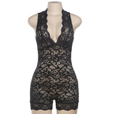 Women's Floral Lace Deep V Neck Bodysuit