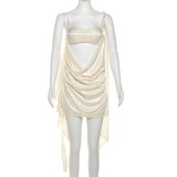 Women's Satin Cutout Draped Mini Dress