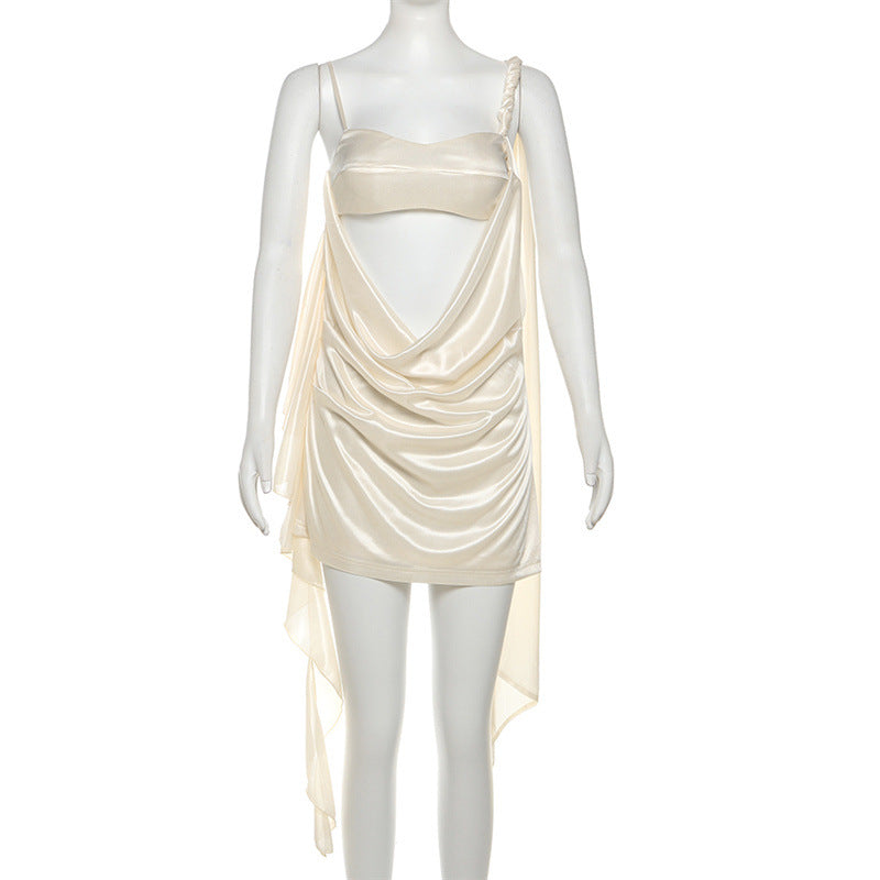 Women's Satin Cutout Draped Mini Dress