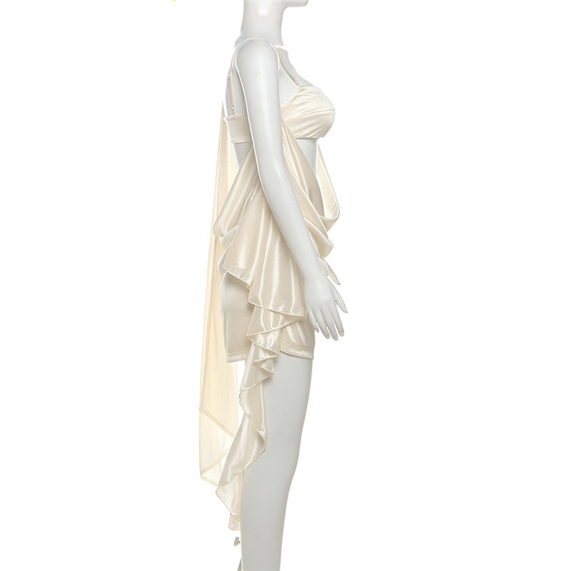 Women's Satin Cutout Draped Mini Dress